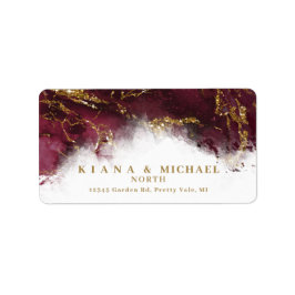 Marble Glitter Wedding Burgundy Gold ID644 Etiket