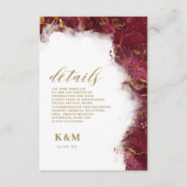 Marble Glitter Wedding Burgundy Gold ID644 Informatiekaartje