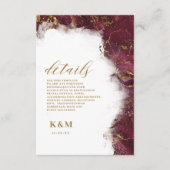 Marble Glitter Wedding Burgundy Gold ID644 Informatiekaartje (Voorkant)