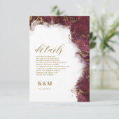 Marble Glitter Wedding Burgundy Gold ID644 Informatiekaartje (Staand voorkant)