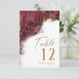 Marble Glitter Wedding Burgundy Gold ID644 Kaart