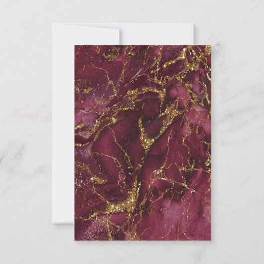 Marble Glitter Wedding Burgundy Gold ID644 Kaart (Achterkant)