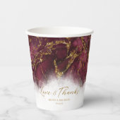 Marble Glitter Wedding Burgundy Gold ID644 Papieren Bekers (Voorkant)