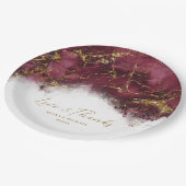 Marble Glitter Wedding Burgundy Gold ID644 Papieren Bordje (Gekanteld)