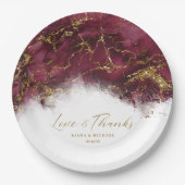 Marble Glitter Wedding Burgundy Gold ID644 Papieren Bordje (Voorkant)