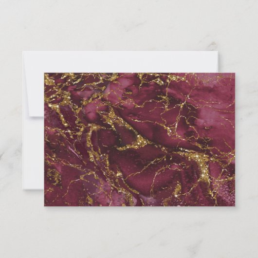 Marble Glitter Wedding Burgundy Gold ID644 RSVP Kaartje (Achterkant)