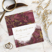 Marble Glitter Wedding Burgundy Gold ID644 RSVP Kaartje