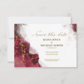 Marble Glitter Wedding Burgundy Gold ID644 Save The Date (Voorkant)