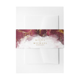Marble Glitter Wedding Burgundy Gold V1 ID644 Uitnodigingen Wikkel