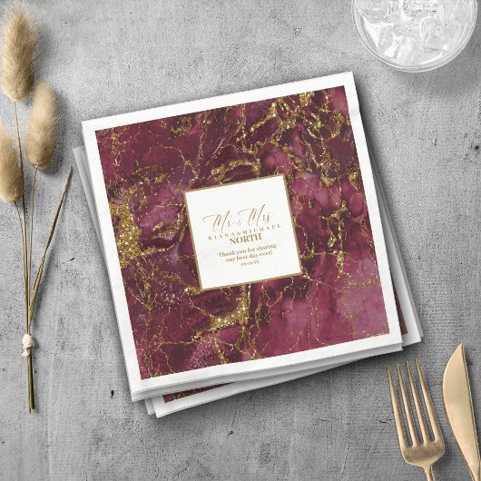 Marble Glitter Wedding Burgundy Gold V2 ID644 Servet