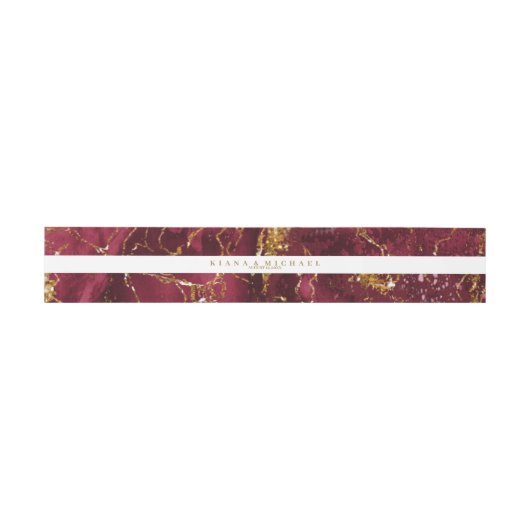 Marble Glitter Wedding Burgundy Gold V2 ID644 Uitnodigingen Wikkel (Vlak)