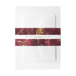 Marble Glitter Wedding Burgundy Gold V2 ID644 Uitnodigingen Wikkel