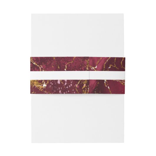 Marble Glitter Wedding Burgundy Gold V2 ID644 Uitnodigingen Wikkel (Achterkant Voorbeeld)