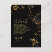 Marble Glitter Wedding Details Black Gold ID644 Informatiekaartje (Voorkant)