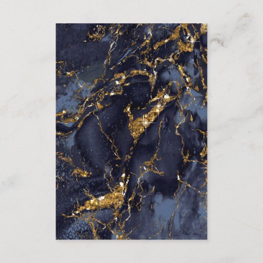 Marble Glitter Wedding Navy Blue Gold ID644 Informatiekaartje (Achterkant)
