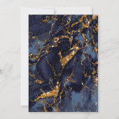 Marble Glitter Wedding Navy Blue Gold ID644 Kaart (Achterkant)
