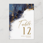 Marble Glitter Wedding Navy Blue Gold ID644 Kaart (Achterkant)
