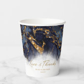 Marble Glitter Wedding Navy Blue Gold ID644 Papieren Bekers (Achterkant)