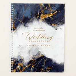 Marble Glitter Wedding Navy Blue Gold ID644 Planner