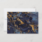 Marble Glitter Wedding Navy Blue Gold ID644 RSVP Kaartje (Achterkant)