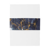 Marble Glitter Wedding Navy Blue Gold V1 ID644 Uitnodigingen Wikkel (Achterkant Voorbeeld)