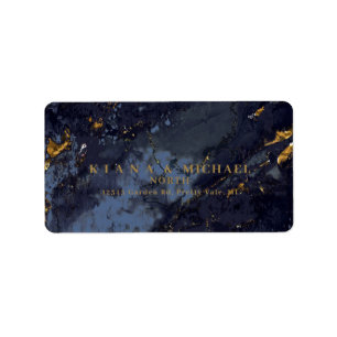 Marble Glitter Wedding Navy Blue Gold V2 ID644 Etiket