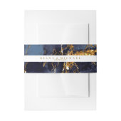 Marble Glitter Wedding Navy Blue Gold V2 ID644 Uitnodigingen Wikkel (Voorkant Voorbeeld)