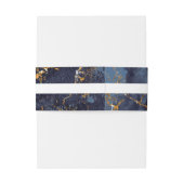 Marble Glitter Wedding Navy Blue Gold V2 ID644 Uitnodigingen Wikkel (Achterkant Voorbeeld)