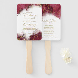 Marble Glitter Wedding Program Burgundy Gold ID644 Handwaaier