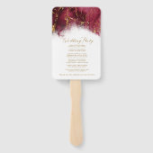 Marble Glitter Wedding Program Burgundy Gold ID644 Handwaaier (Achterkant)