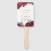 Marble Glitter Wedding Program Burgundy Gold ID644 Handwaaier (Voorkant)