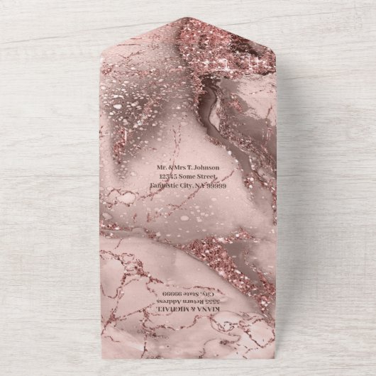 Marble Glitter Wedding Roos Gold ID644 All In One Uitnodiging
