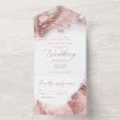 Marble Glitter Wedding Roos Gold ID644 All In One Uitnodiging (Binnen)