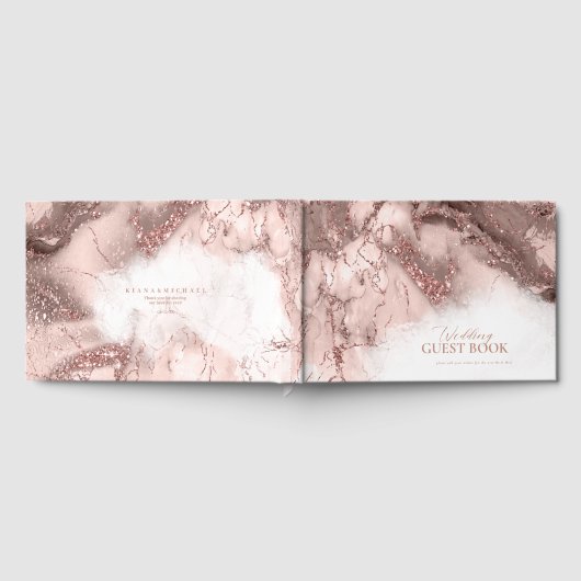 Marble Glitter Wedding Roos Gold ID644 Gastenboek (Volledig)
