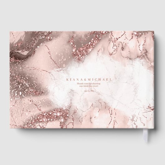 Marble Glitter Wedding Roos Gold ID644 Gastenboek (Achterkant)