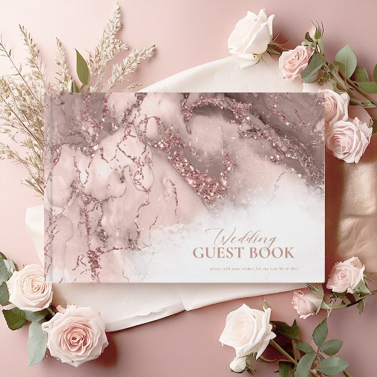 Marble Glitter Wedding Roos Gold ID644 Gastenboek