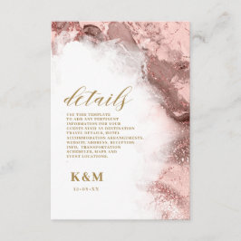 Marble Glitter Wedding Roos Gold ID644 Informatiekaartje
