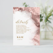 Marble Glitter Wedding Roos Gold ID644 Informatiekaartje (Staand voorkant)