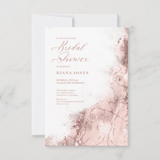 Marble Glitter Wedding Roos Gold ID644 Kaart (Voorkant)