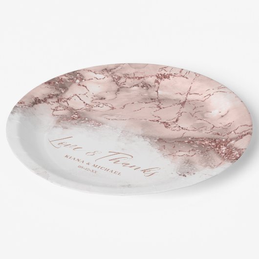 Marble Glitter Wedding Roos Gold V1 ID644 Papieren Bordje (Gekanteld)