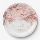 Marble Glitter Wedding Roos Gold V1 ID644 Papieren Bordje (Voorkant)