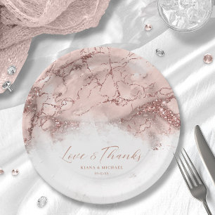 Marble Glitter Wedding Roos Gold V1 ID644 Papieren Bordje