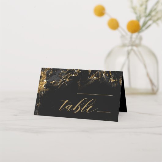 Marble Glitter Wedding Table Black Gold ID644 Plaatskaartje (Voorkant)