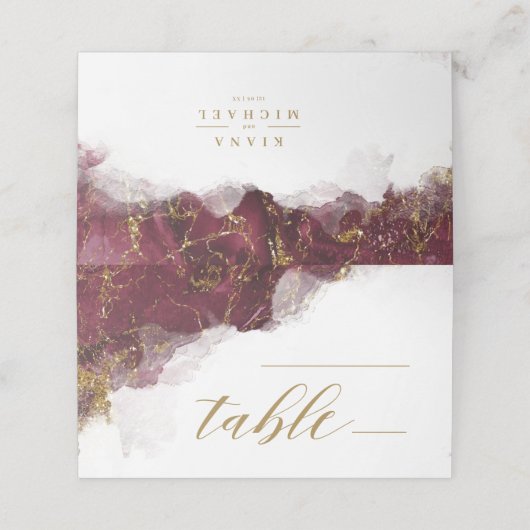 Marble Glitter Wedding Table Burgundy Gold ID644 Plaatskaartje (Buitenkant ongevouwen)