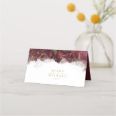 Marble Glitter Wedding Table Burgundy Gold ID644 Plaatskaartje (Achterkant)