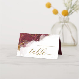 Marble Glitter Wedding Table Burgundy Gold ID644 Plaatskaartje