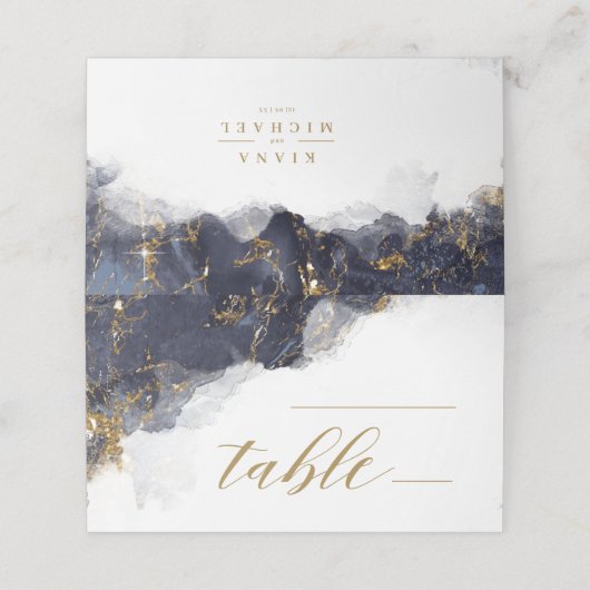 Marble Glitter Wedding Table Navy Blue Gold ID644 Plaatskaartje (Buitenkant ongevouwen)