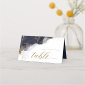 Marble Glitter Wedding Table Navy Blue Gold ID644 Plaatskaartje (Voorkant)