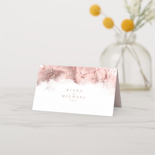 Marble Glitter Wedding Table Roos Gold ID644 Plaatskaartje (Achterkant)