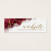 Marble Glitter Wedding Website Burgundy Gold ID644 Mini Visitekaartjes (Voorkant)